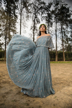 CYAN ANARKALI SET